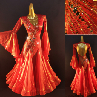 shiny red ballroom dance dress