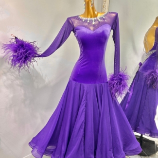purple velvet ballroom dance dress