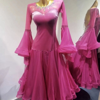 pink velvet ballroom dance dress