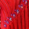 Red ballroom and smooth dance dress with feathers - Image 4
