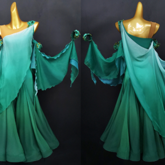 ombre green ballroom dress