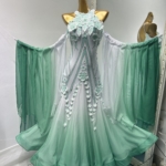 ombre white ballroom dress,