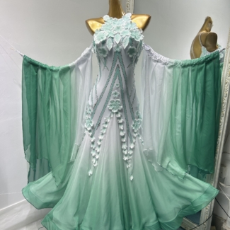 ombre white ballroom dress,