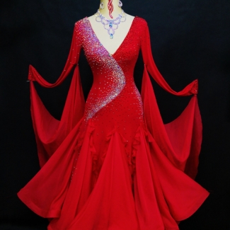 red ballroom dance dress