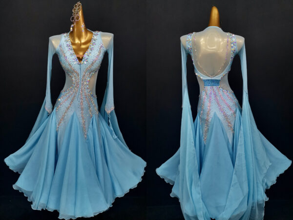 Light blue ballroom and smooth dance dress with or without floats - Image 3