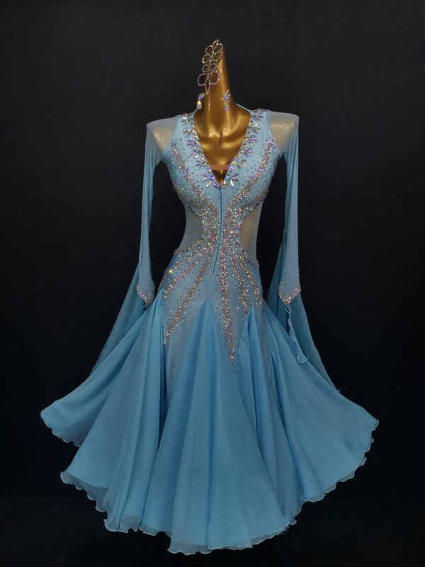 Light blue ballroom and smooth dance dress with or without floats