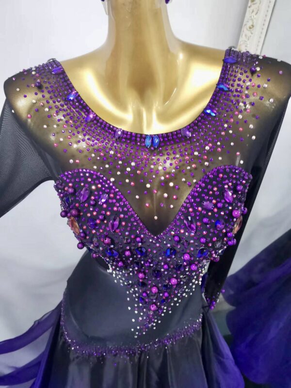 Purple ballroom and smooth dance dress with or without floats - Image 3