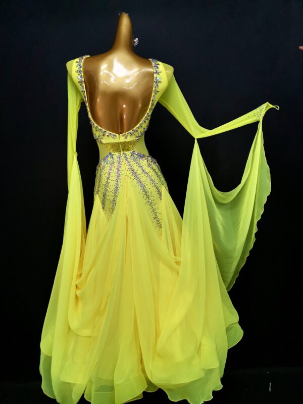 Yellow ballroom and smooth dance dress with or without floats - Image 2