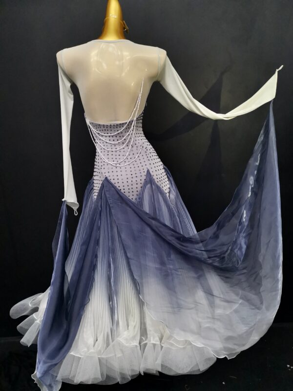 Ombre grey and white ballroom and smooth dance dress with or without floats - Image 2
