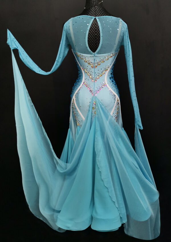 Blue ballroom and smooth dance dress with or without floats - Image 2