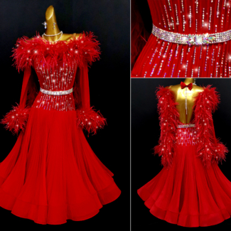 red ballroom dance dress