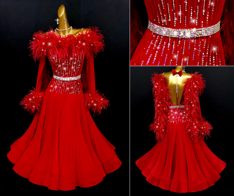 B0020-front red ballroom dance dress