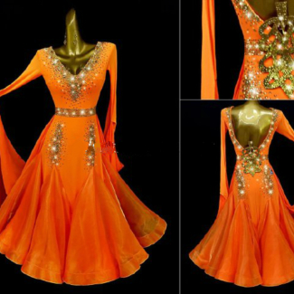 orange ballroom dance dress
