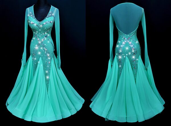 Turquoise ballroom and smooth dance dress with or without floats