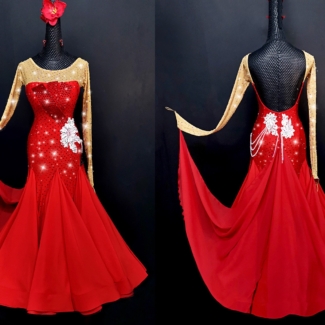 red ballroom dance dress