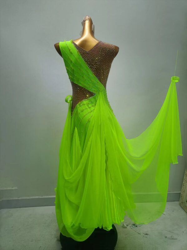 Neon green ballroom and smooth dance dress with or without floats - Image 2