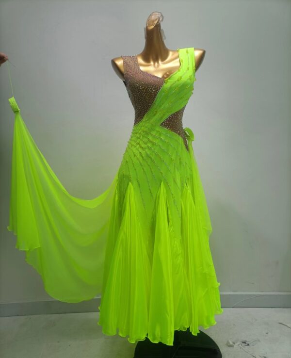 Neon green ballroom and smooth dance dress with or without floats