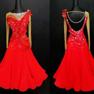 red ballroom dance dress