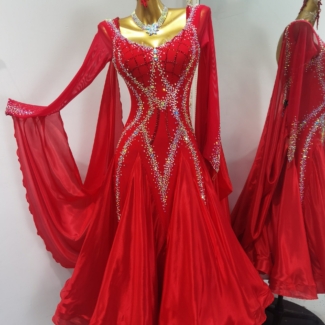 red ballroom dance dress