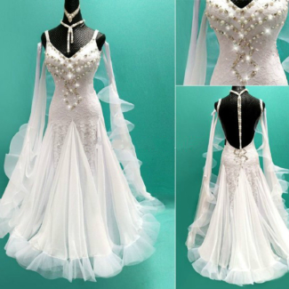 white ballroom dance dress