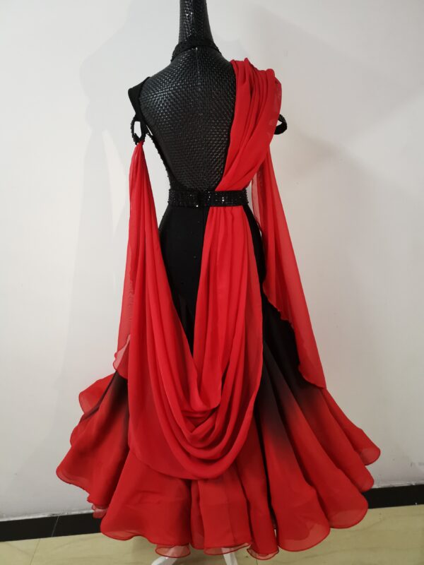 Ombre black and red ballroom and smooth dance dress with or without floats - Image 2