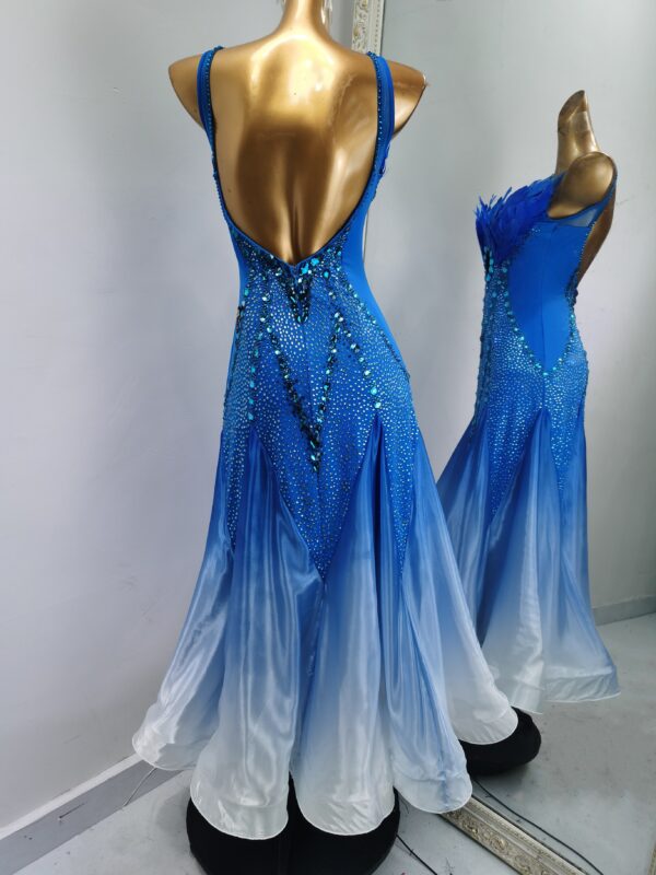 Ombre blue and white ballroom and smooth dance dress with or without floats - Image 2