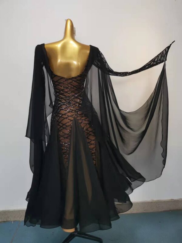 Black ballroom and smooth dance dress with sequins, with or without floats - Image 2