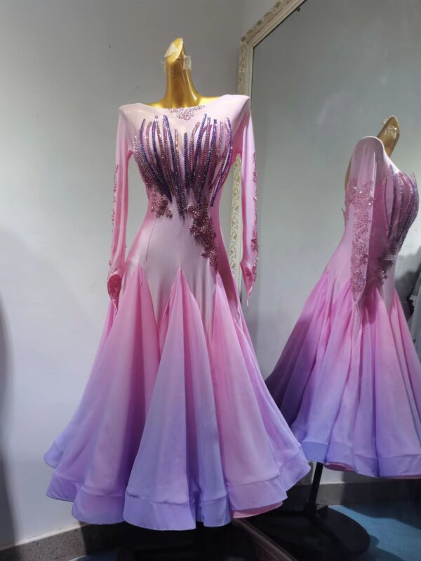 Ombre pink and purple ballroom and smooth dance dress