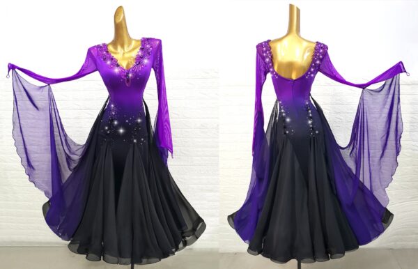 Ombre purple and black ballroom and smooth dance dress with or without floats - Image 2