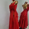 Red smooth dance dress with slit and fringe - Image 3