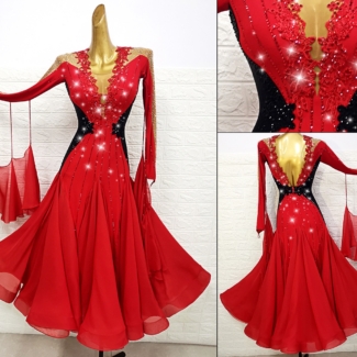red ballroom dance dress