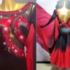 Ombre black and red ballroom and smooth dance dress, with or without floats - Image 2