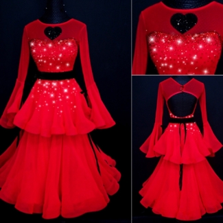 red ballroom dance dress