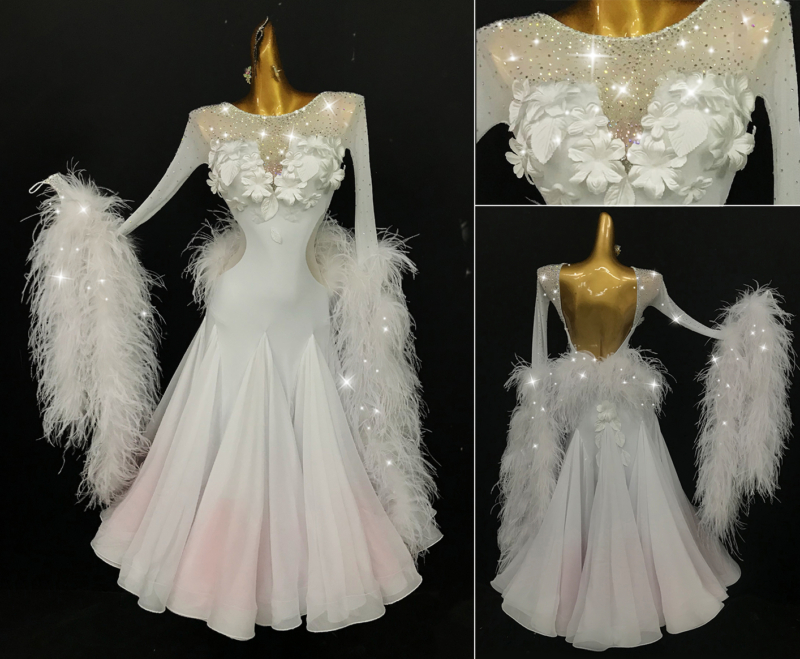 B0077-front white ballroom dance dress