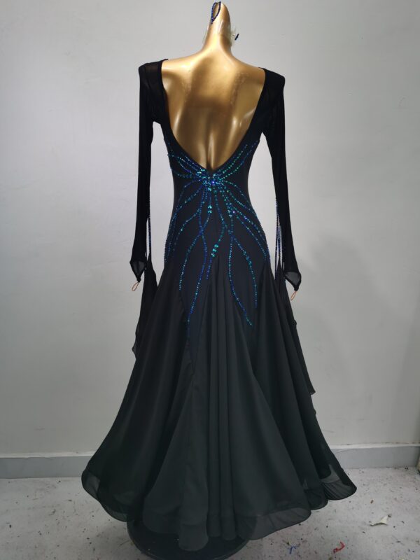 Black ballroom and smooth dance dress with crystals. with or without floats - Image 2