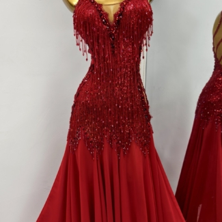 red ballroom dance dress