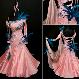 pink orange ballroom dance dress