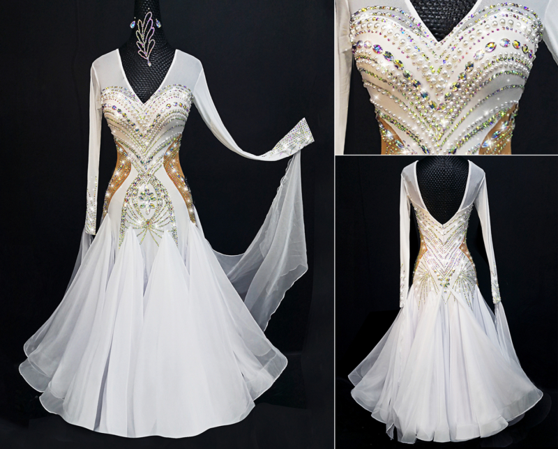 B0082-front white ballroom dance dress