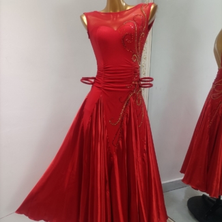 red ballroom dance dress