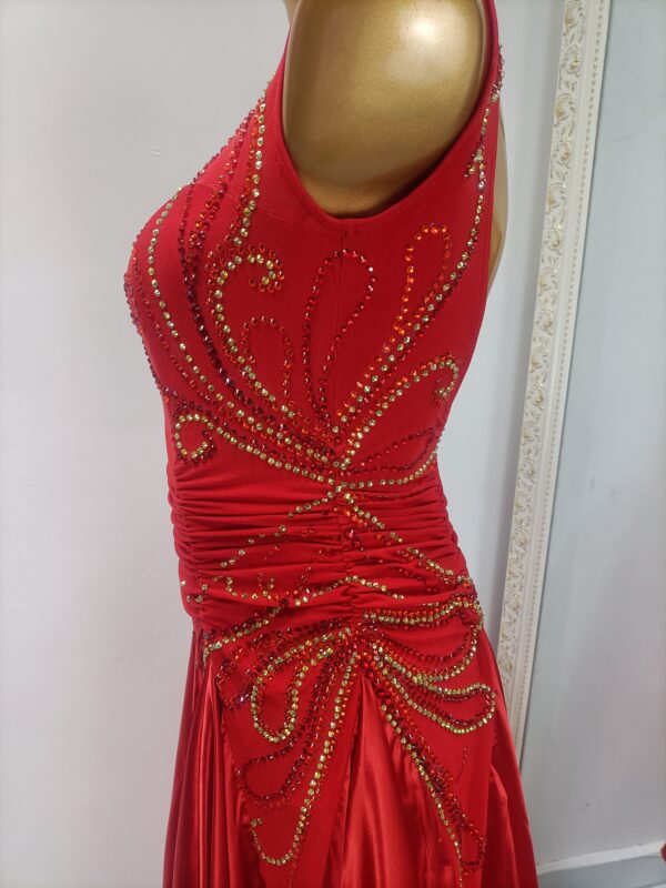 Red ballroom and smooth dance dress with open back - Image 3