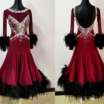 Burgundy ballroom and smooth dance dress