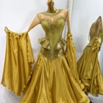 golden ballroom dance dress with crystals