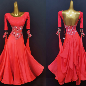 red pink ballroom dance dress