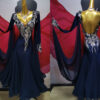 Dark blue ballroom and smooth dance dress, with or without floats