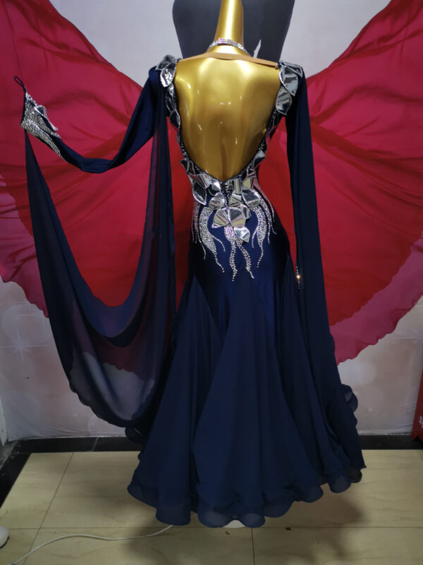 Dark blue ballroom and smooth dance dress, with or without floats - Image 3