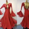 Red ballroom and smooth dance dress with bell sleeves - Image 3