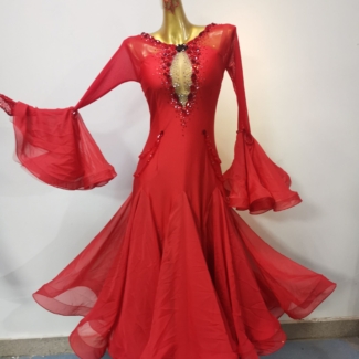 red ballroom dance dress