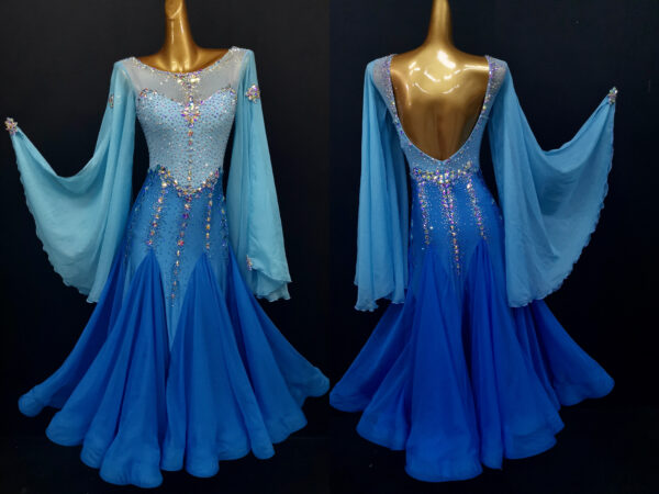 Ombre blue ballroom and smooth dance dress, with or without floats - Image 3