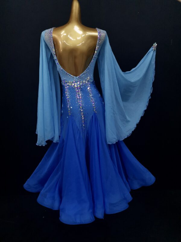 Ombre blue ballroom and smooth dance dress, with or without floats - Image 2