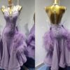 Purple ballroom and smooth dance dress with ostrich feathers, with or without floats - Image 3
